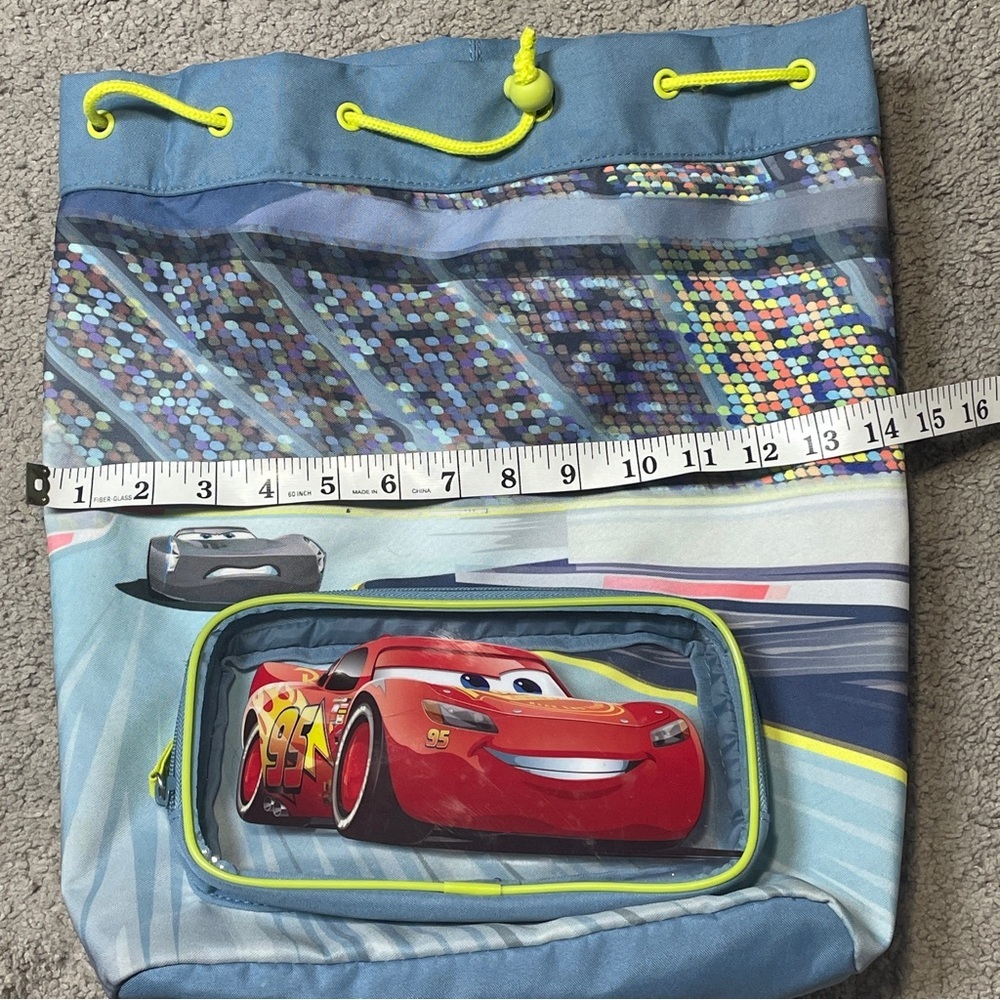 Disney Pixar Cars Lightning McQueen Drawstring Backpack - Picture 9 of 10